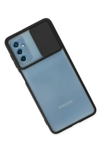 Samsung Galaxy M52 5G Kılıf Palm Buzlu Kamera Sürgülü Silikon - Siyah