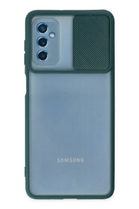 Samsung Galaxy M52 5G Kılıf Palm Buzlu Kamera Sürgülü Silikon - Yeşil
