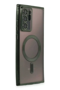 Samsung Galaxy Note 20 Ultra Kılıf Kross Magneticsafe Kapak - Koyu Yeşil