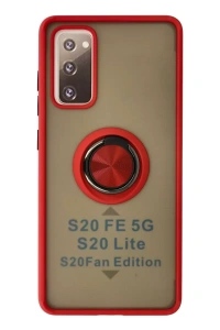 Samsung Galaxy S20 FE Kılıf Montreal Yüzüklü Silikon Kapak - Kırmızı