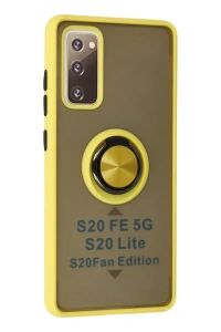 Samsung Galaxy S20 FE Kılıf Montreal Yüzüklü Silikon Kapak - Sarı
