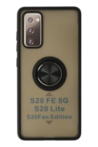 Samsung Galaxy S20 FE Kılıf Montreal Yüzüklü Silikon Kapak - Siyah