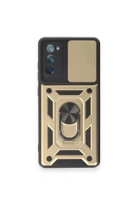 Samsung Galaxy S20 FE Kılıf Pars Lens Yüzüklü Silikon - Gold