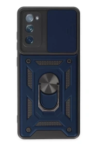 Samsung Galaxy S20 FE Kılıf Pars Lens Yüzüklü Silikon - Lacivert