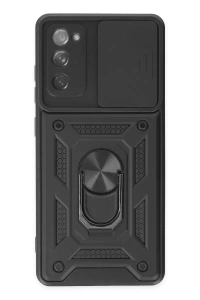 Samsung Galaxy S20 FE Kılıf Pars Lens Yüzüklü Silikon - Siyah