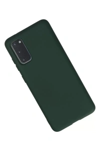 Samsung Galaxy S20 Kılıf Nano içi Kadife Silikon - Koyu Yeşil