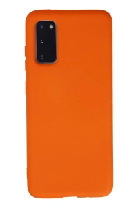 Samsung Galaxy S20 Kılıf Nano içi Kadife Silikon - Turuncu
