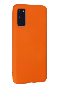 Samsung Galaxy S20 Kılıf Nano içi Kadife Silikon - Turuncu