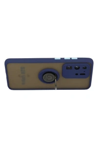 Samsung Galaxy S20 Ultra Kılıf Montreal Yüzüklü Silikon Kapak - Lacivert