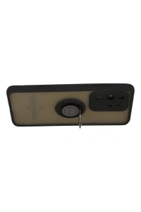 Samsung Galaxy S20 Ultra Kılıf Montreal Yüzüklü Silikon Kapak - Siyah