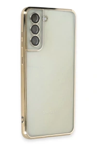 Samsung Galaxy S21 FE Kılıf Lensli Silikon - Gold