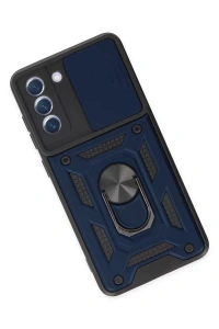 Samsung Galaxy S21 FE Kılıf Pars Lens Yüzüklü Silikon - Lacivert