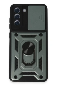 Samsung Galaxy S21 FE Kılıf Pars Lens Yüzüklü Silikon - Yeşil