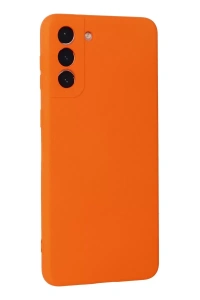 Samsung Galaxy S21 Plus Kılıf Nano içi Kadife Silikon - Turuncu