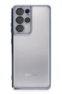 Samsung Galaxy S21 Ultra Kılıf Lensli Silikon - Açık Mavi