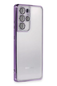 Samsung Galaxy S21 Ultra Kılıf Lensli Silikon - Mor