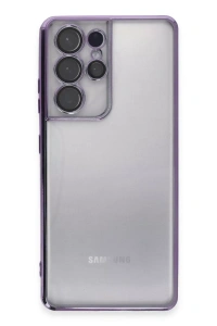 Samsung Galaxy S21 Ultra Kılıf Lensli Silikon - Mor