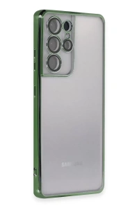 Samsung Galaxy S21 Ultra Kılıf Lensli Silikon - Yeşil