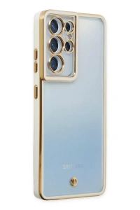 Samsung Galaxy S21 Ultra Kılıf Liva Lens Silikon - Beyaz