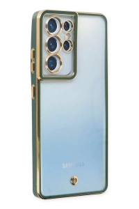 Samsung Galaxy S21 Ultra Kılıf Liva Lens Silikon - Yeşil