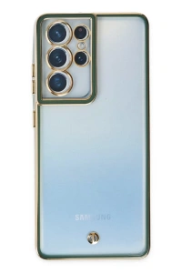 Samsung Galaxy S21 Ultra Kılıf Liva Lens Silikon - Yeşil