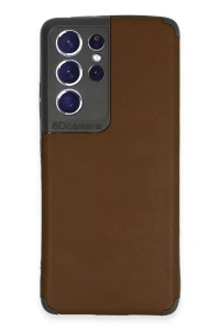 Samsung Galaxy S21 Ultra Kılıf Loop Deri Silikon - Kahverengi