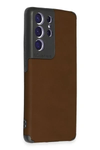 Samsung Galaxy S21 Ultra Kılıf Loop Deri Silikon - Kahverengi