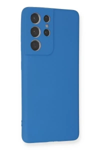 Samsung Galaxy S21 Ultra Kılıf Nano içi Kadife Silikon - Mavi