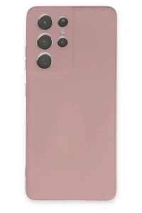 Samsung Galaxy S21 Ultra Kılıf Nano içi Kadife Silikon - Pudra