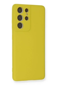 Samsung Galaxy S21 Ultra Kılıf Nano içi Kadife Silikon - Sarı