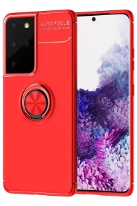 Samsung Galaxy S21 Ultra Kılıf Range Yüzüklü Silikon - Kırmızı