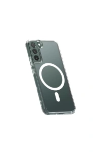 Samsung Galaxy S22 Kılıf Magneticsafe Şeffaf Silikon - Şeffaf