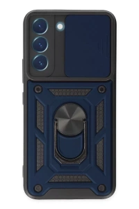 Samsung Galaxy S22 Kılıf Pars Lens Yüzüklü Silikon - Lacivert