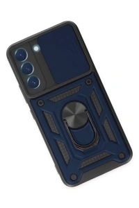 Samsung Galaxy S22 Kılıf Pars Lens Yüzüklü Silikon - Lacivert