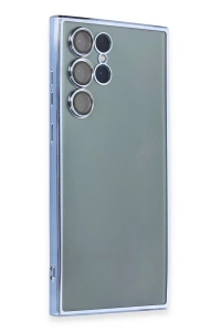 Samsung Galaxy S22 Ultra Kılıf Lensli Silikon - Açık Mavi