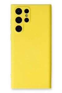 Samsung Galaxy S22 Ultra Kılıf Nano içi Kadife Silikon - Sarı
