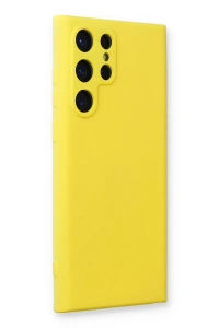 Samsung Galaxy S22 Ultra Kılıf Nano içi Kadife Silikon - Sarı