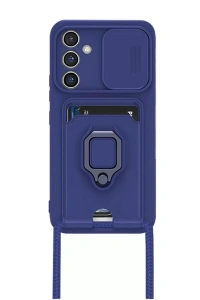 Samsung Galaxy S23 FE Kılıf Zuma Kartvizitli Yüzüklü Silikon - Lacivert