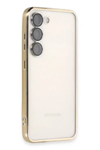Samsung Galaxy S23 Kılıf Lensli Silikon - Gold