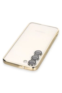 Samsung Galaxy S23 Kılıf Lensli Silikon - Gold