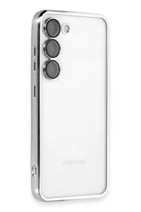 Samsung Galaxy S23 Kılıf Lensli Silikon - Gümüş