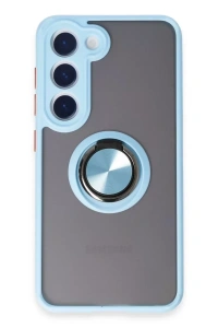 Samsung Galaxy S23 Kılıf Montreal Yüzüklü Silikon Kapak - Buz Mavi