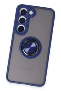 Samsung Galaxy S23 Kılıf Montreal Yüzüklü Silikon Kapak - Lacivert