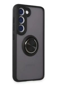 Samsung Galaxy S23 Kılıf Montreal Yüzüklü Silikon Kapak - Siyah