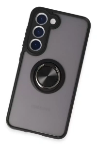 Samsung Galaxy S23 Kılıf Montreal Yüzüklü Silikon Kapak - Siyah