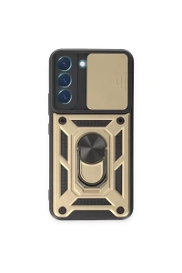 Samsung Galaxy S23 Kılıf Pars Lens Yüzüklü Silikon - Gold