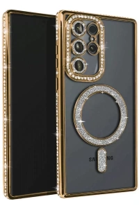 Samsung Galaxy S23 Ultra Joke Simli Magneticsafe Kılıf - Gold