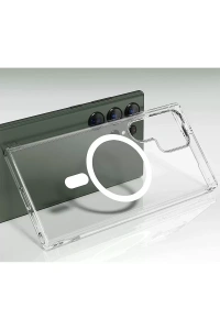 Samsung Galaxy S23 Ultra Kılıf Magneticsafe Şeffaf Silikon - Şeffaf