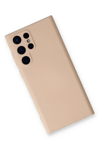 Samsung Galaxy S23 Ultra Kılıf Nano içi Kadife Silikon - Pudra