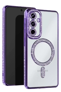 Samsung Galaxy S24 FE Joke Simli Magneticsafe Kılıf - Derin Mor